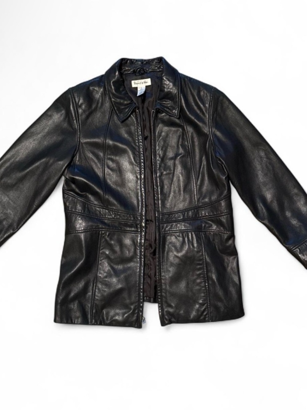 Vintage Preston of York Genuine Lambskin Black Leather Jacket Size Large
